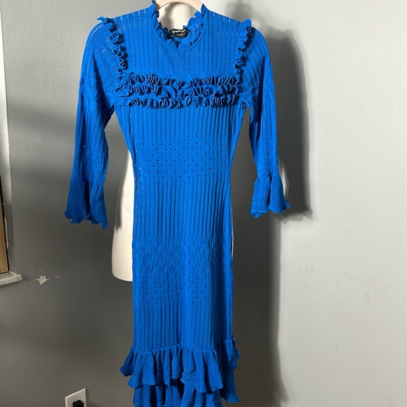 Bebe Knit Dress Ruffle Chest and Hem size Small - Picture 8 of 14